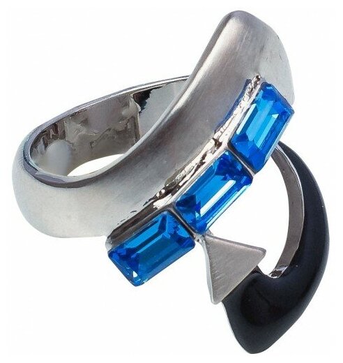 Кольцо WowMan Jewelry, кристалл, синий, серебряный
