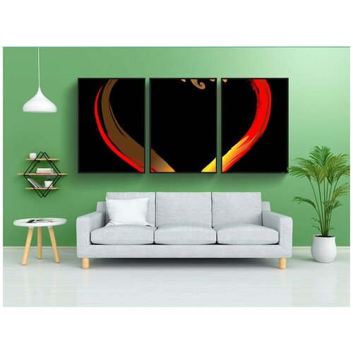 фото Набор модулных постеров для интерьера "сердце, чёрный фон, градиент" 60x90 см. в тубусе, без рамки lotsprints