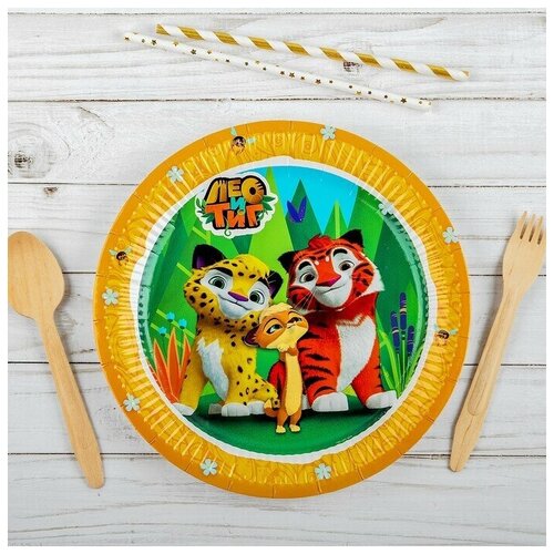 фото Тарелка бумажная "лео и тиг", 23 см, набор 6 шт. yandex market