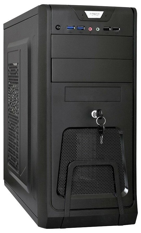 EXEGATE Корпуса EX283214RUS Корпус Miditower CP-603UB Black, ATX, <без БП>, 2 USB+2 USB3.0, Audio, замок блокировки кнопки питания