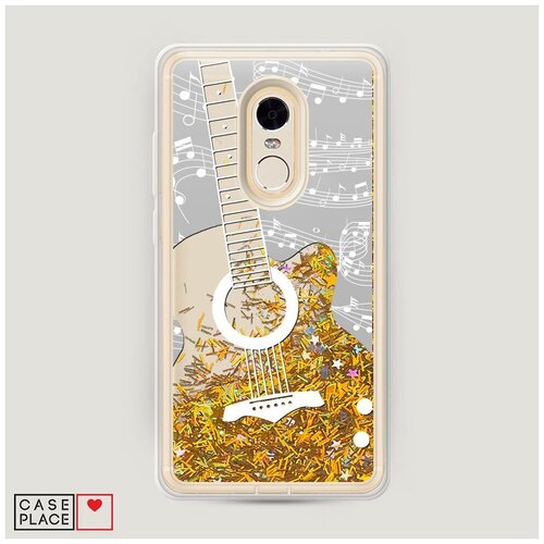 фото Чехол жидкий с блестками xiaomi redmi note 4 прозрачная гитара case place
