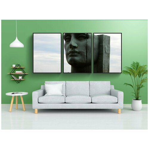 фото Набор модулных постеров для интерьера "памятник, голова, шрам" 60x90 см. в тубусе, без рамки lotsprints
