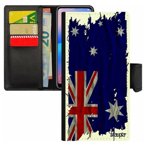 фото Чехол-книжка на мобильный galaxy s8, "флаг австралии на ткани" государственный страна utaupia