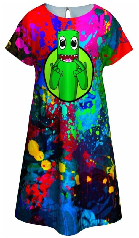 Детское принтованное платье Rainbow Friends Green (17002) 164 см