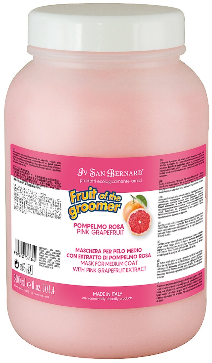 Маска Iv San Bernard Fruit of the Groomer Pink Grapefruit восстанавливающая для шерсти средней длины с витаминами 1 л - фотография № 14
