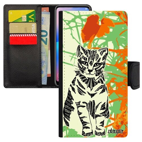 фото Новый чехол книжка на телефон // xiaomi mi 8 // "кот" маленький дикий, utaupia, цветной