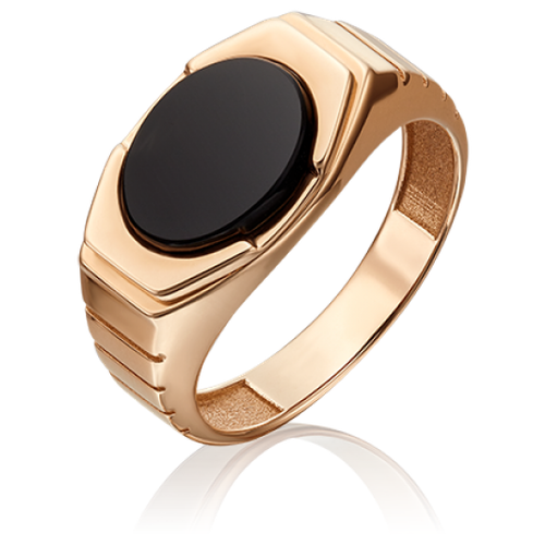 PLATINA jewelry Мужское кольцо из красного золота с ониксом 01-5325-00-281-1110-46, размер 19