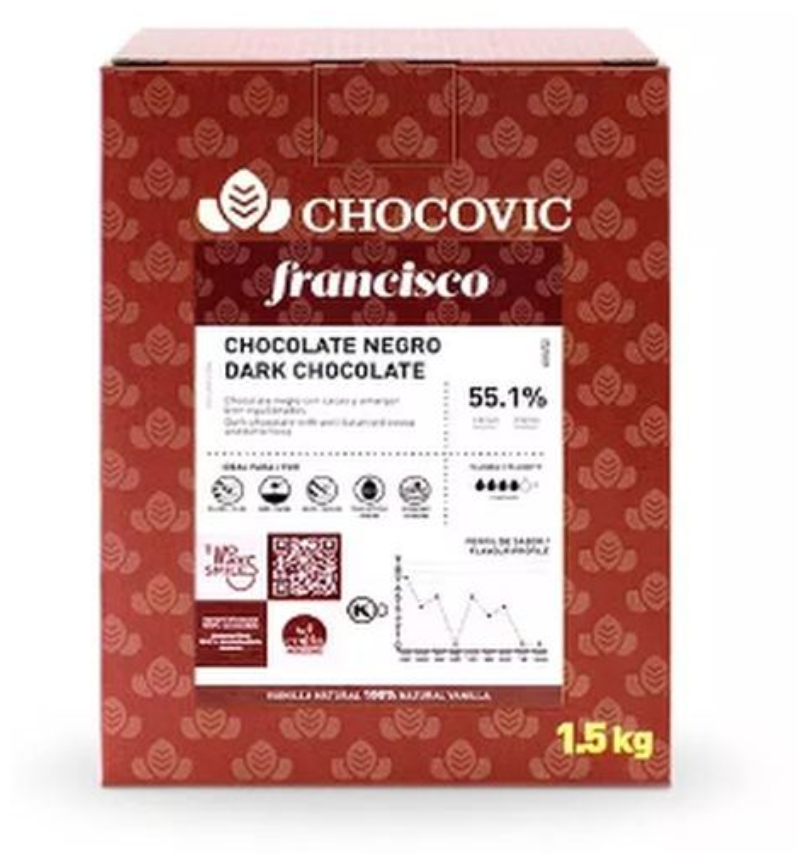 Chocovic – Шоколад темный FRANCISCO 55,1% какао 1,5кг в коробке
