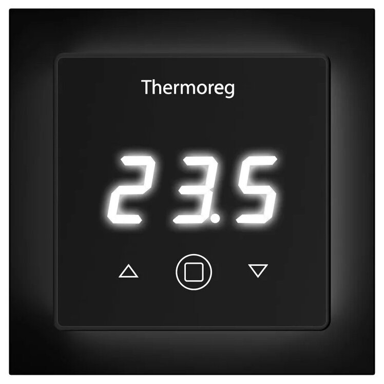 Регулируемый сенсорный терморегулятор Thermoreg TI 300 Black для пола, контроль температуры в помещении, 2 датчика, черный