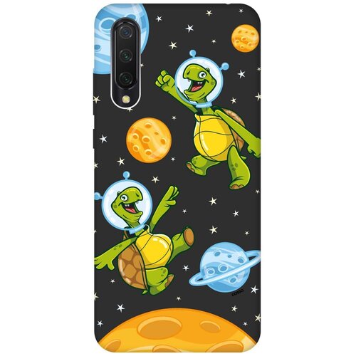 фото Силиконовая чехол-накладка silky touch для xiaomi mi 9 lite / cc9 с принтом "cosmoturtles" черная gosso