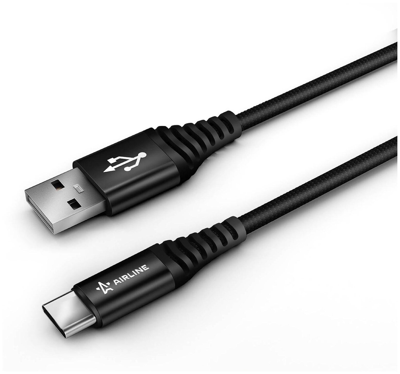 Кабель Usb - Type-C 2М, Черный Нейлоновый (Ach-C-48) AIRLINE арт. ACH-C-48