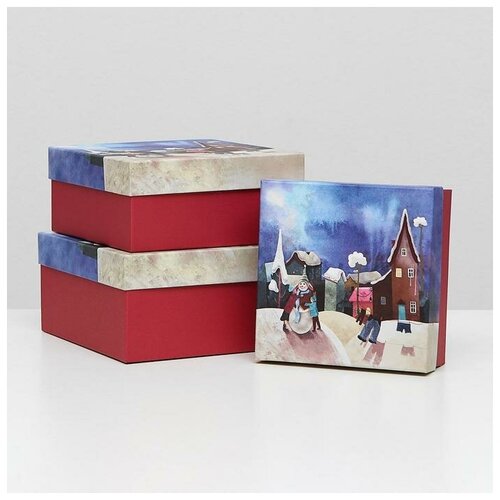 фото Набор коробок 3 в 1 "а у нас во дворе", 19 x 19 x 9.5 - 15.5 x 15.5 x 6.5 см yandex market