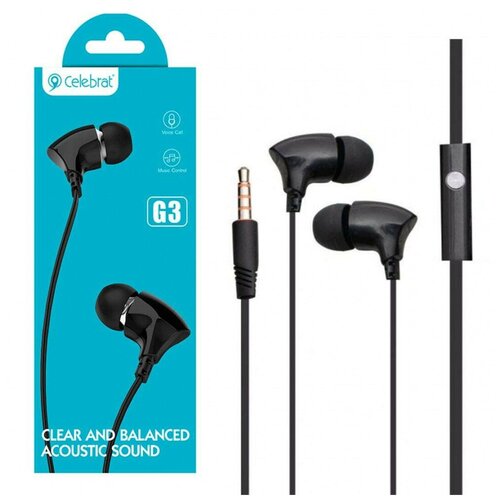 Наушники с микрофоном Celebrat G3 12м плоский чёрный 28000₽