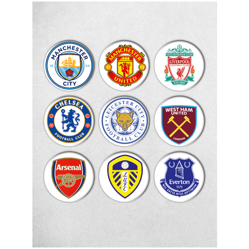 Набор из 9 значков 3 см Футбол Англия / Значки