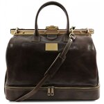 Дорожная кожаная сумка саквояж Tuscany Leather Barcellona TL141185 Темно-коричневый - изображение