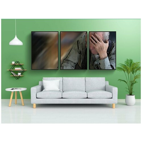 фото Набор модулных постеров для интерьера "старые люди дома, деменция, женщина" 60x90 см. в тубусе, без рамки lotsprints