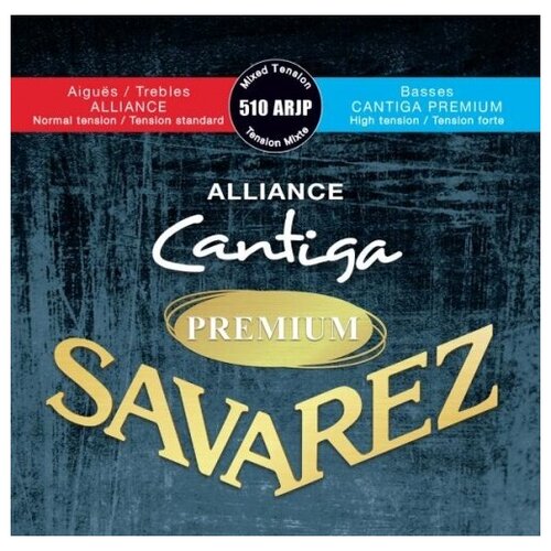 510ARJP Alliance Cantiga Premium Комплект струн для классической гитары, смешанное натяж, Savarez 510arjp alliance cantiga red blue premium струны