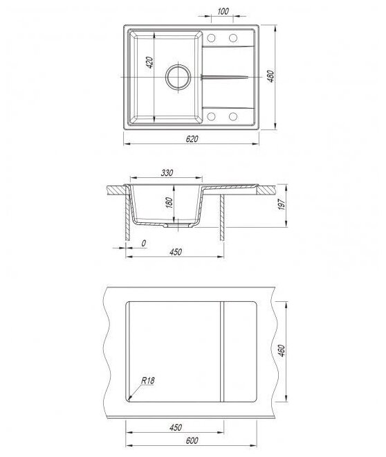 Кухонная мойка Dr.Gans Smart Оливия-620 (620*480) Серый - фотография № 8