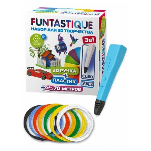фото 3d-ручка funtastique cleo + pla 7 цветов fpn04o-pla-7