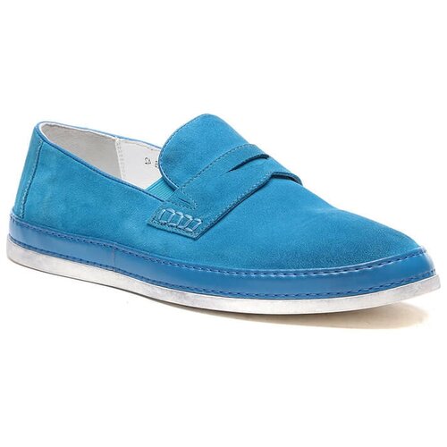 фото Basconi m251426 слипоны мужской синий+натуральный спилок