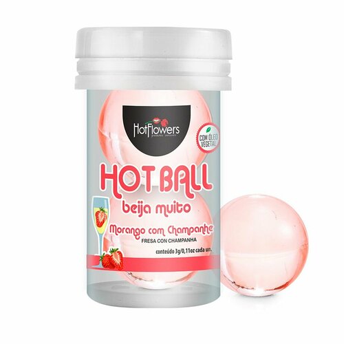 Лубрикант на масляной основе Hot Ball Beija Muito с ароматом клубники и шампанского (2 шарика по 3 гр.), цвет не указан