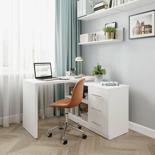 Угловой поворотный стол домус СТР04 белый (120х50 см)