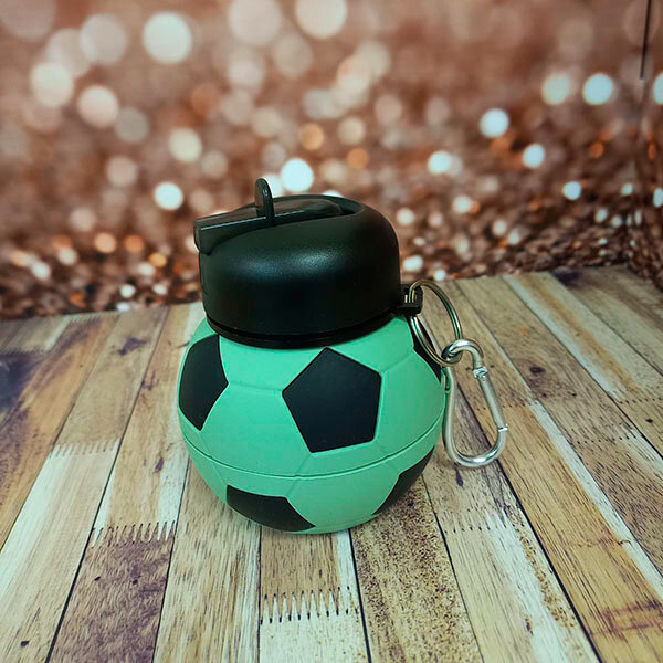 Бутылка силиконовая складная "Футбол", цвет черно-зеленый, 1 шт.