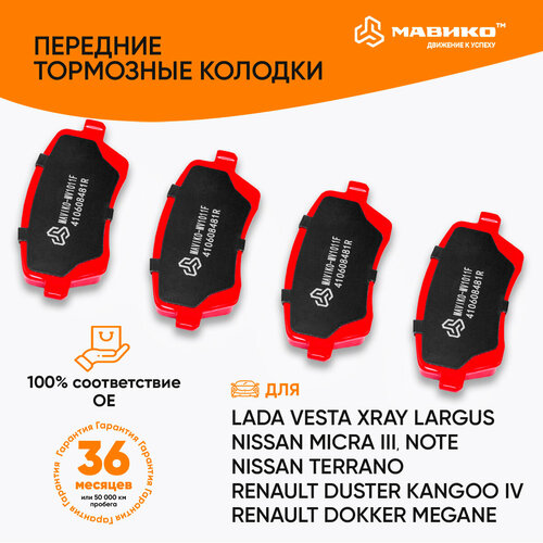 Колодки тормозные передние Лада Ларгус K4M 11182 11189 21129 Веста Х Рей Кросс Рено Дастер Колодки Lada Largus Vesta Renault Duster 2200₽