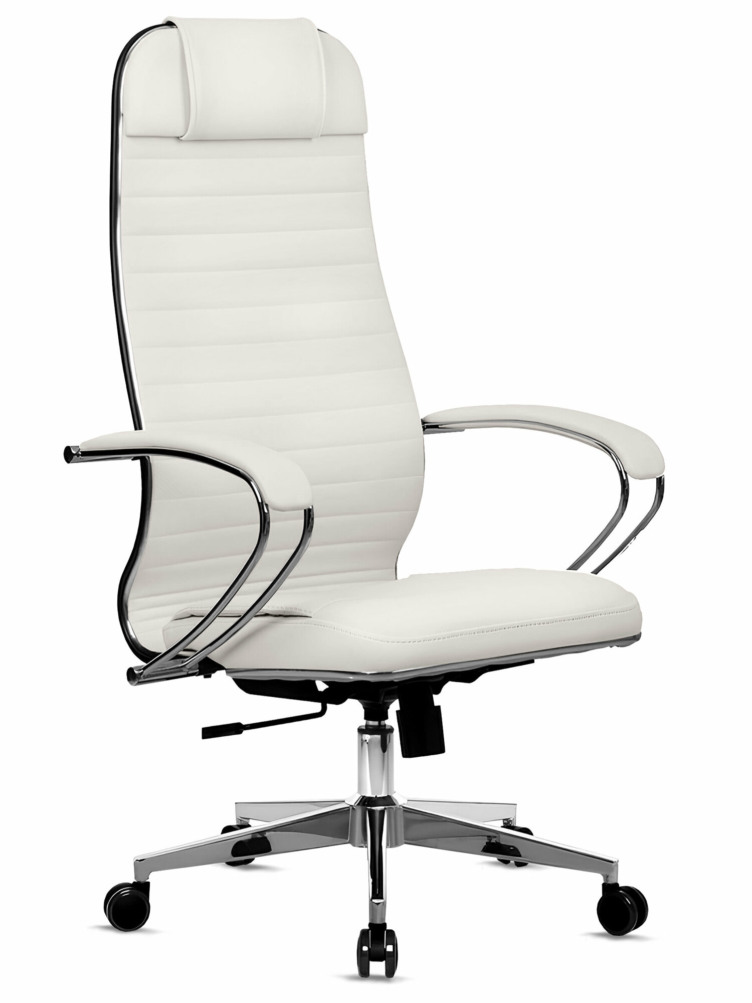 Кресло руководителя METTA-6, экокожа MPES молочный подл.116/осн.004 / Компьютерное кресло для директора, начальника, менеджера