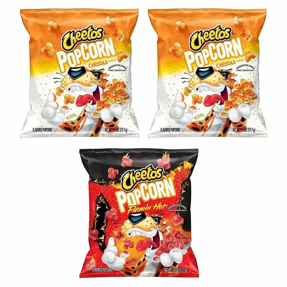 Кукурузные чипсы Cheetos Popcorn Cheddar Flamin' Hot 3 шт. по 17.7 г США