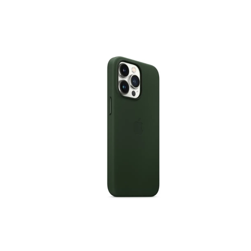 Чехол-накладка кожаный Leather Case с беспроводной зарядкой MagSafe на Apple iPhone 12/12 Pro- зеленый