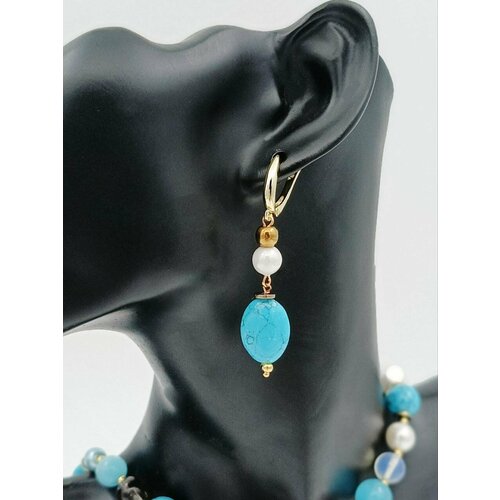 Серьги с подвесками MARI JOO Русская красавица, размер 60 мм, голубой