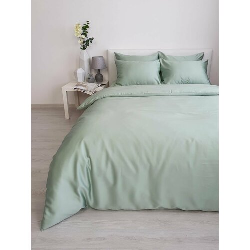 Постельное белье евро, IRISHOME, фисташковое, сатин