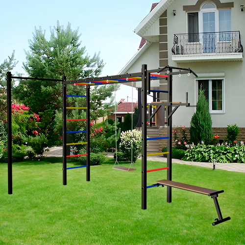 Уличная шведская стенка Sv Sport рукоход с комплектом турник прямой У5332 (ступени Разноцветные)