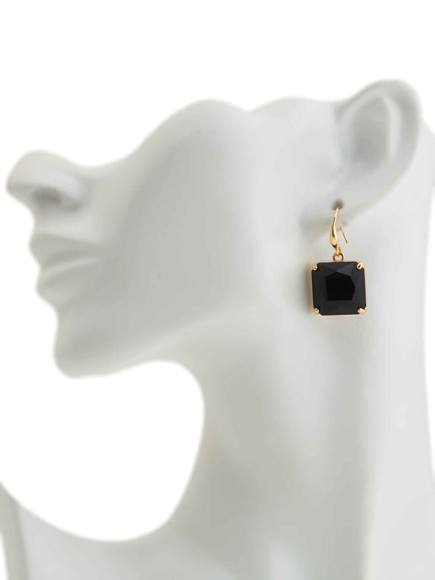 Серьги ЖемАрт, кристалл, черный/золотой — фото 1