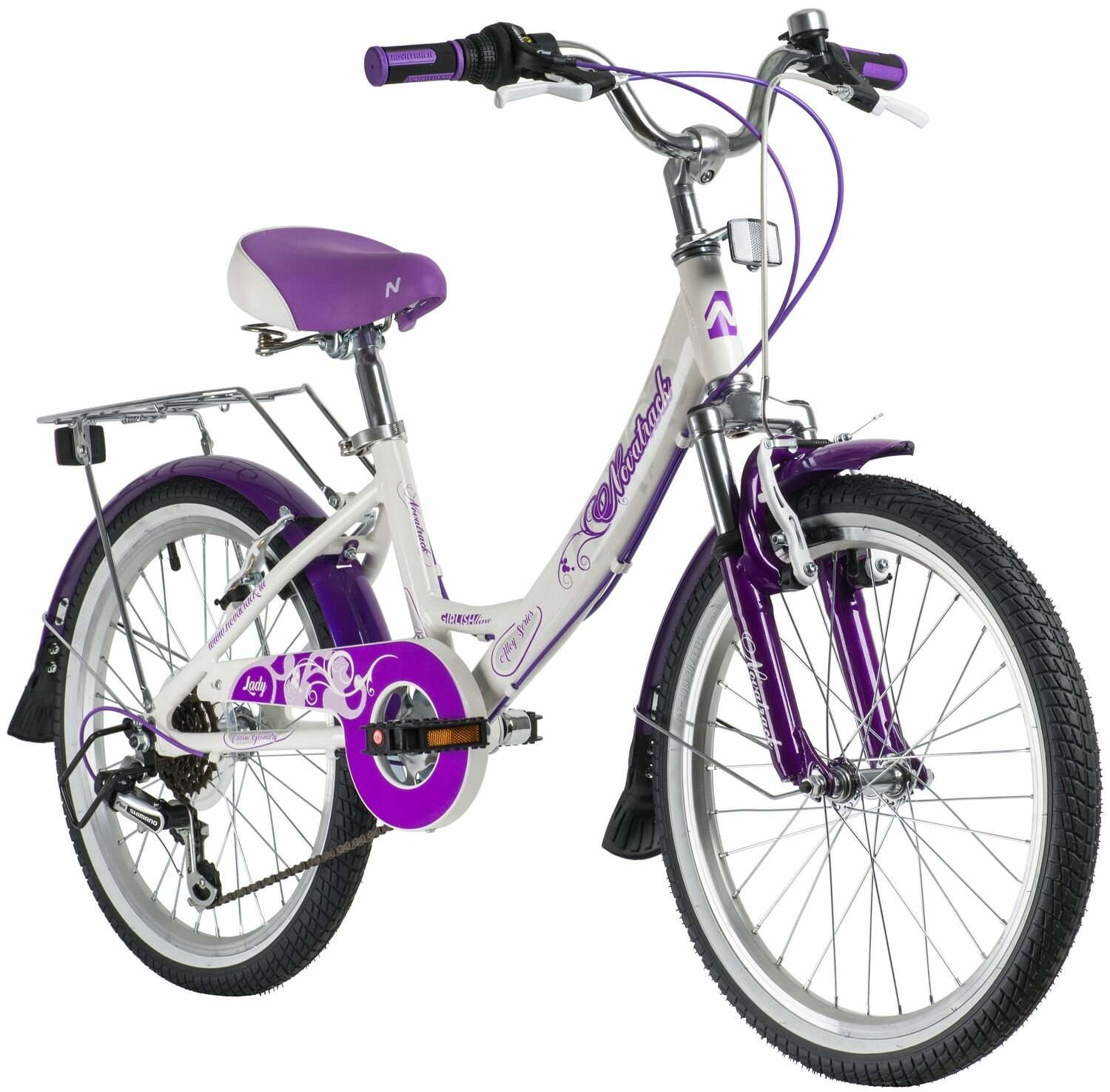 Велосипед NOVATRACK 20", GIRLISH line, белый, алюм, 6 скоростей, Shimano