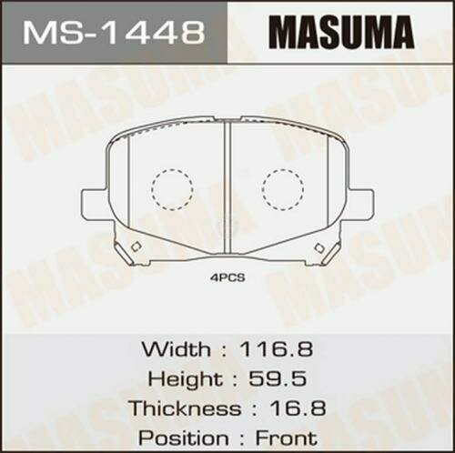 Колодки дисковые masuma ms-1448 / an-638k Masuma MS-1448 Toyota: 04465-28400 04465-28430