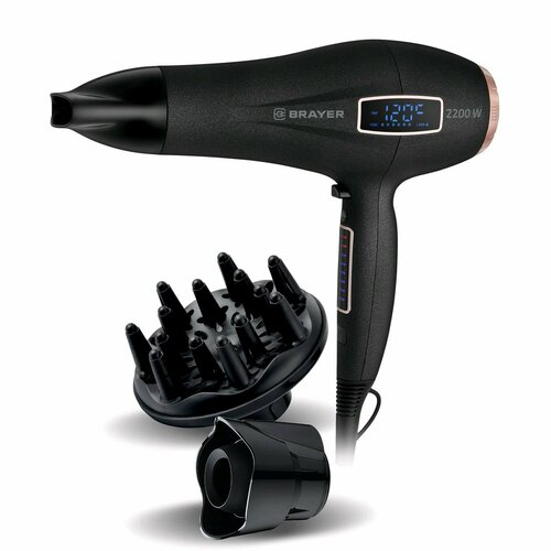 Фен BR3001 2200 Вт 6 скоростей 8 температурных режимов сенсор чёрный 989700₽