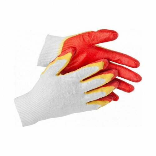 Перчатки рабочие 10 пар латексный облив рабочие защитные перчатки латекс Волга Полимер