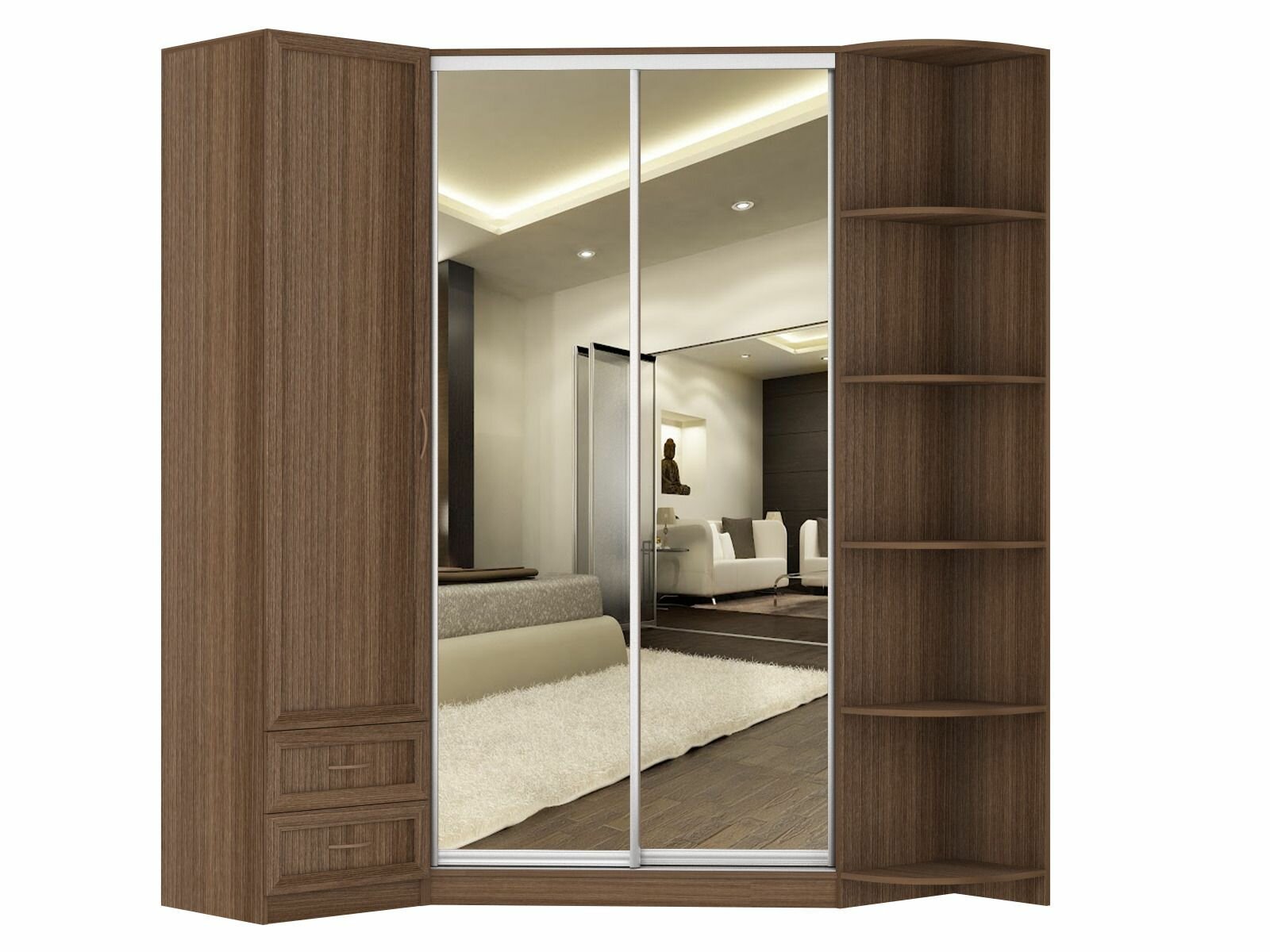 фото Шкаф угловой для одежды "Наполеон 2.1" 150/140х220х45, ясень шимо темный