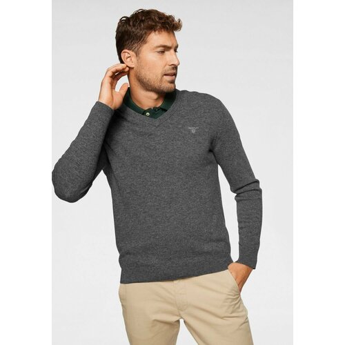 Джемпер GANT EXTRAFINE LAMBSWOOL V-NECK, размер XL, серый