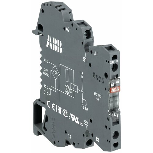 ABB Реле RB121A , 1 переключающий контакт, 10мА-6А, катушка 24V AC/DC, винт. зажимы 1SNA645001R0300