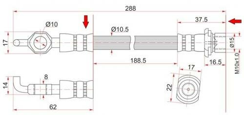 Шланг тормозной fr toyota lite/townace noah 2wd 96-98 lh rh Sat ST9094702904