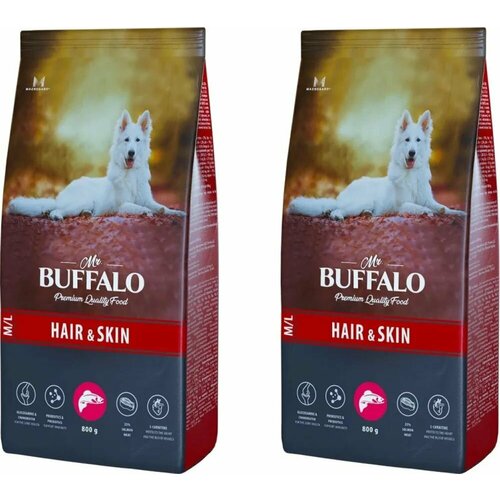 MR.BUFFALO HAIR & SKIN CARE сухой корм для собак средних и крупных пород лосось,800 г , 2шт