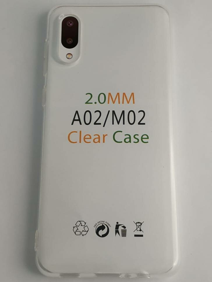Чехол-накладка силикон 2.0мм Samsung Galaxy A02/M02 прозрачный