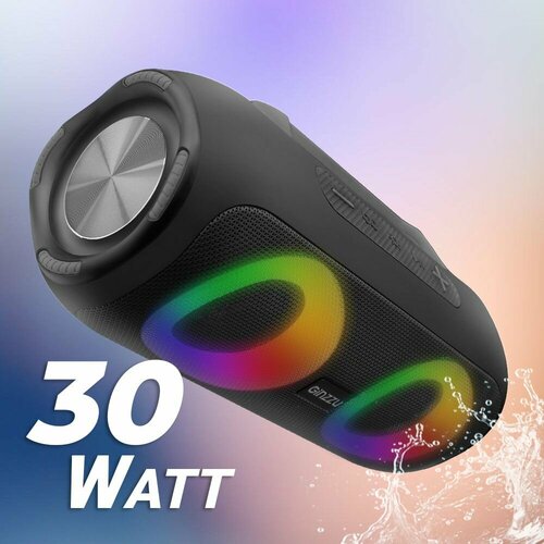 Портативная беспроводная блютуз колонка Акустическая система Ginzzu GM-918B с функцией Bluetooth v50 30Вт TWS USB-flash micro SD AUX 3600мАч 37В LED подсветка серия BoomBox 4792₽