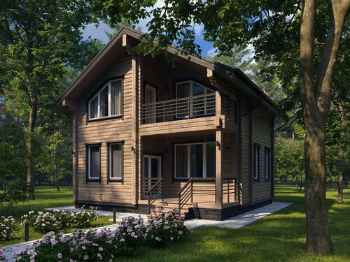 Изображение товара Проект жилого дома IVADA, 120 кв м, 2 этажа, брус, без гаража, площадь застройки 64 кв м