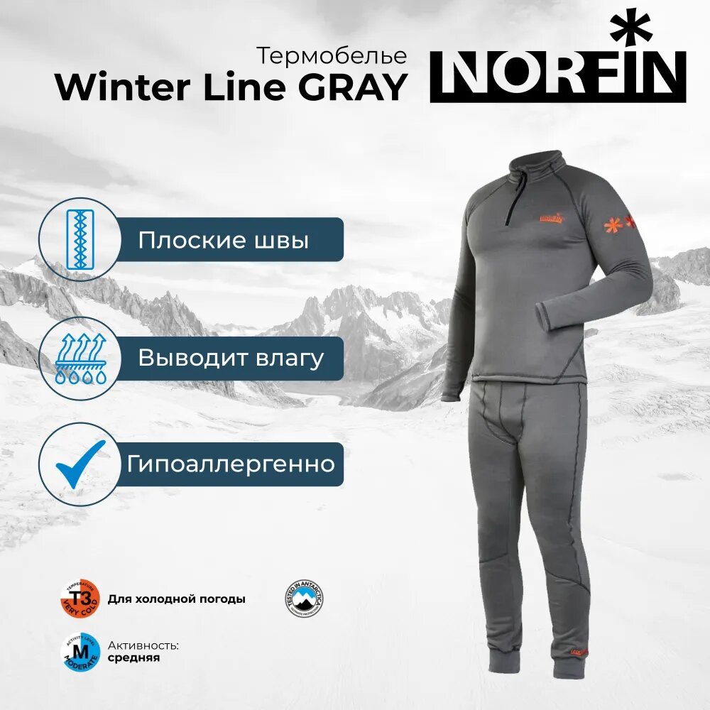 Термобелье Комплект термобелья NORFIN WINTER LINE GRAY размер L, размер L, серый, серебряный