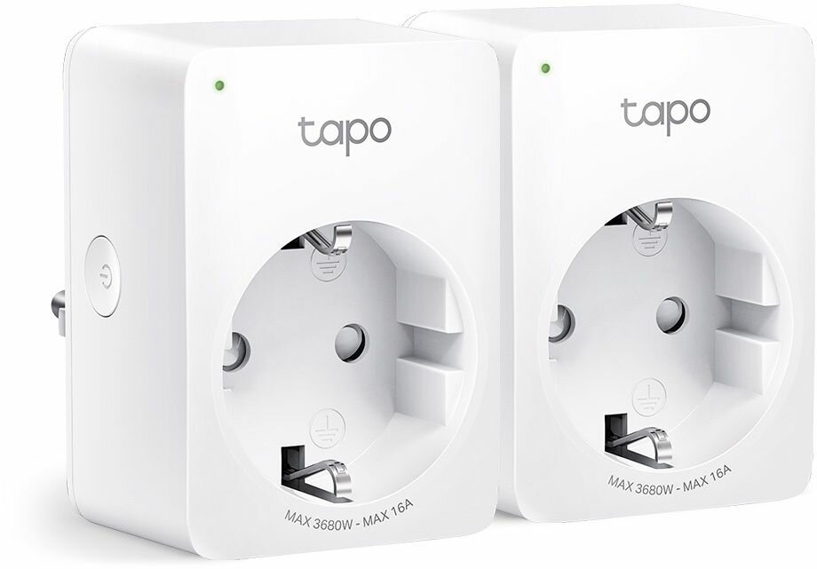 TP-Link Tapo P110(2-pack) Умная мини Wi-Fi розетка 100–240 В макс. напряжение: 16 А 50/60 Гц Wi-Fi 24 ГГц
