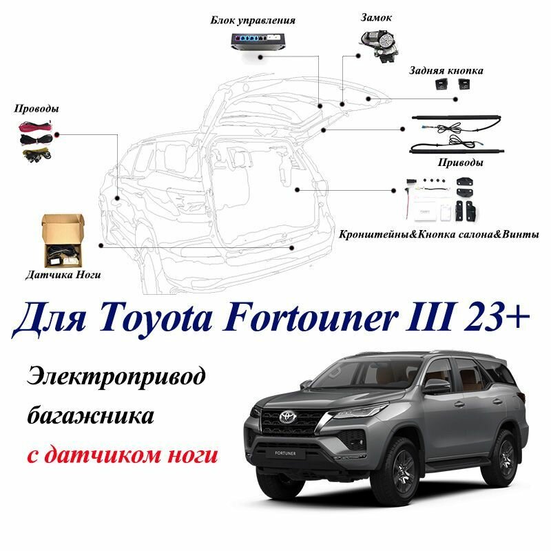 Электропривод багажника для Toyota FORTUNER III 2023-2024 с датчиком ноги, доводчики пятой двери